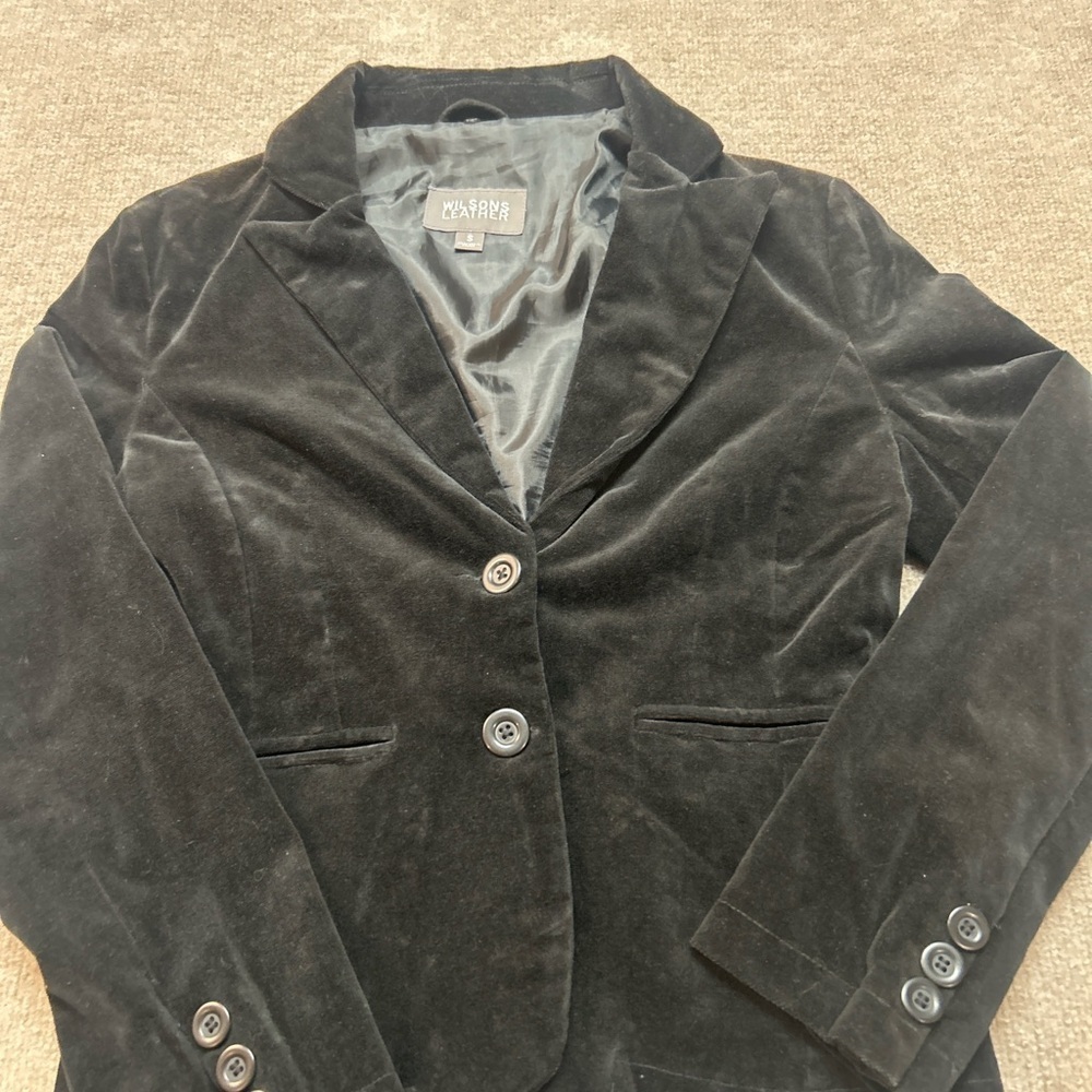 Wilsons Leather Black Velvet Women's Suit Jacket